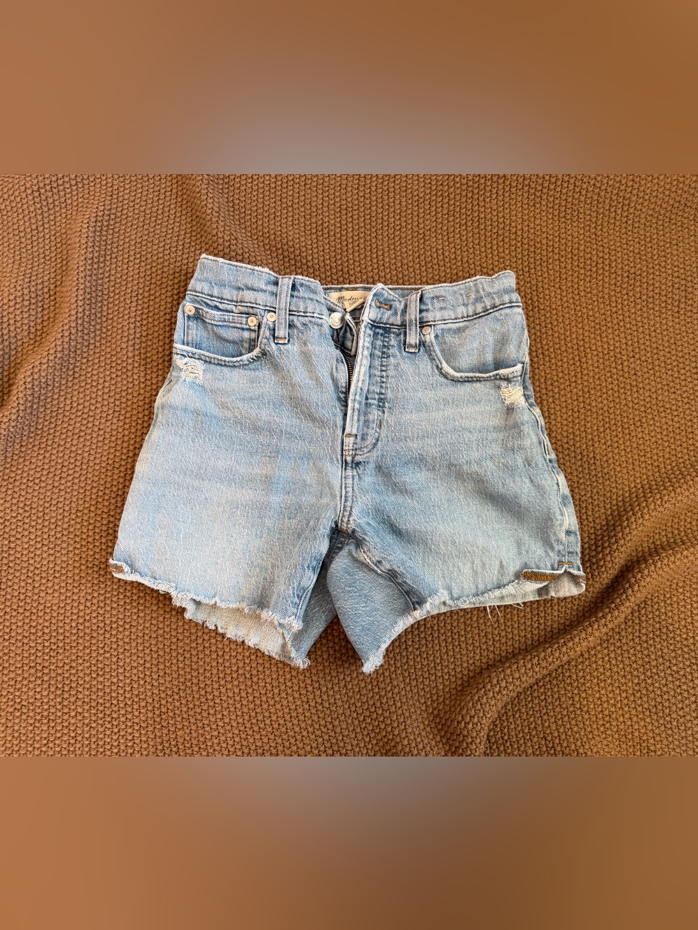 Madewell Light Blue Distressed Denim Cutoff Shorts